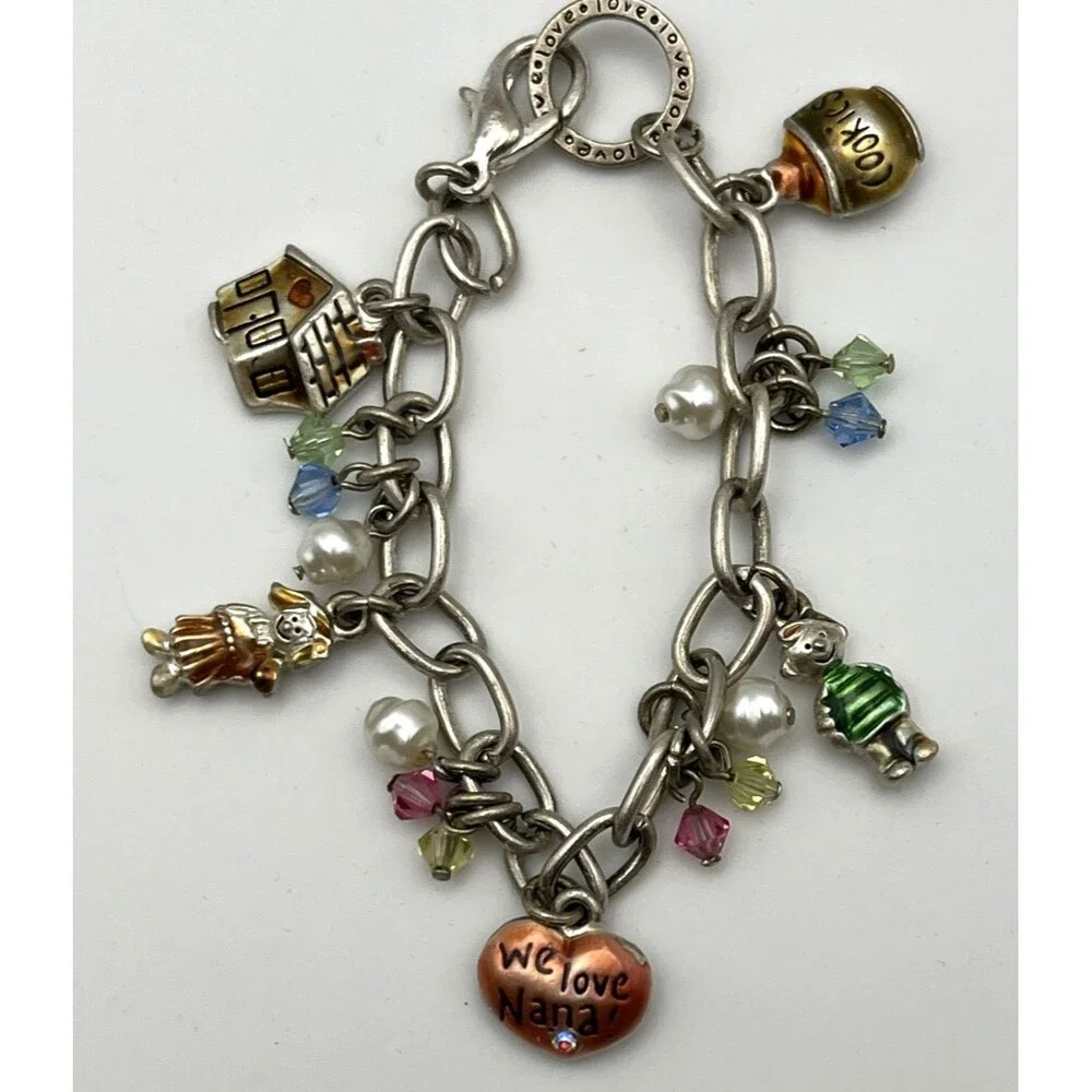 Vtg AJMC We Love Nana Charm Bracelet 7.5